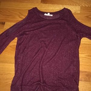 Long-sleeve Cut-out Shoulder Soft Shirt